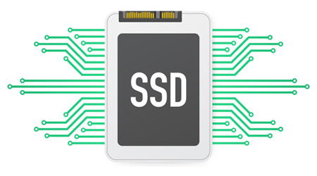 Kích cỡ của ổ SSD Hình vẽ ổ SSD với các đường mạch xuất phát từ các cạnh