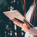 Woman looking at a tablet