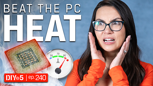 Trisha se ve preocupada por un medidor de temperatura y una CPU humeante